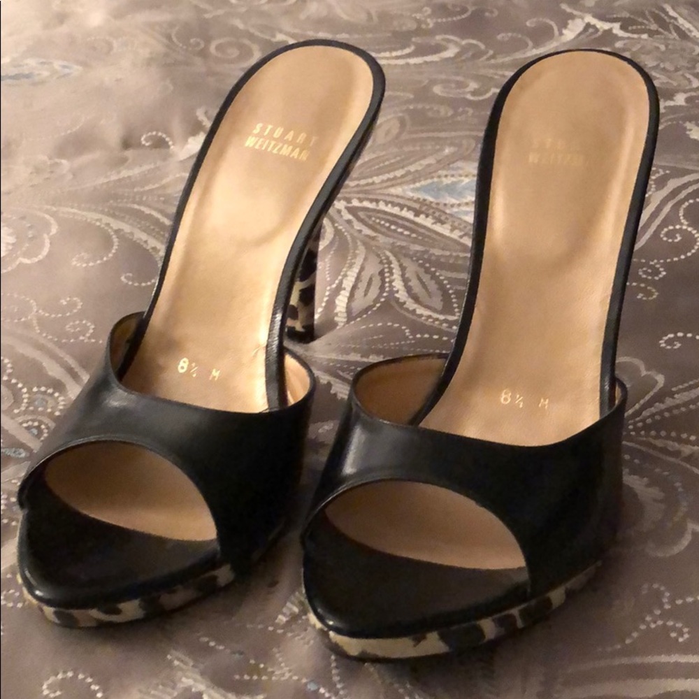 Stuart Weitzman black and leopard heels
